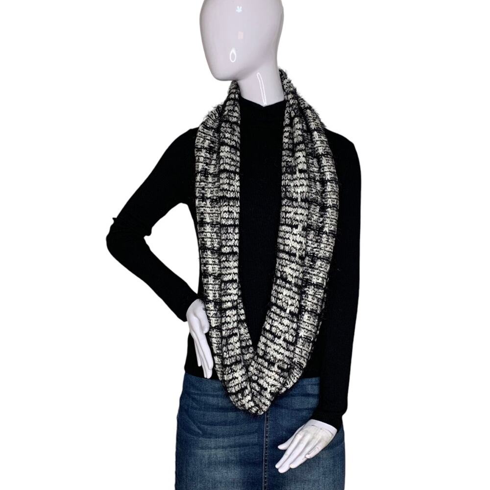 BCBGeneration Infinity Scarf Knit Black and White One Size